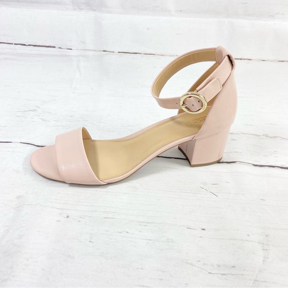 Michael Kors Shoes Womens 9.5M Blush Pink Sandals Leather Ankle Strap Block Heel